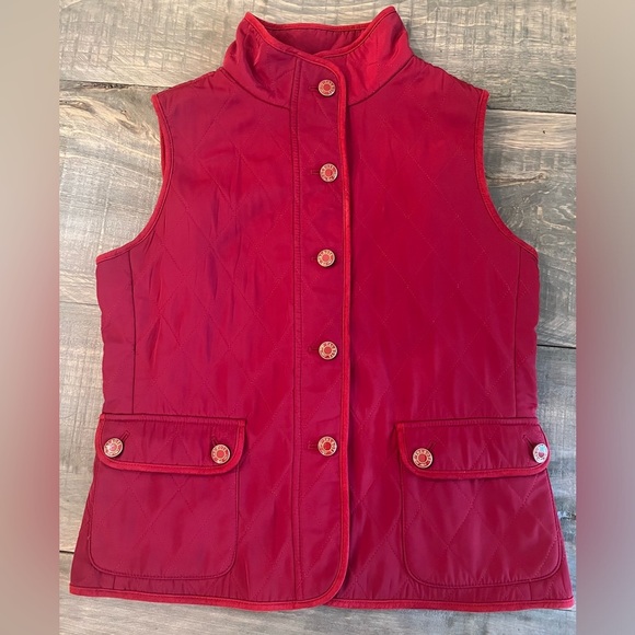 Talbots Jackets & Blazers - Talbots Petites Red Quilted Fleece Vest Size Small EUC